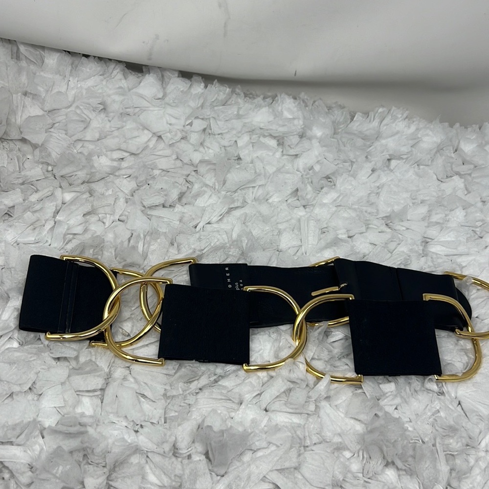Suzi Roher Canada gold & black leather link belt Women’s Small Plus